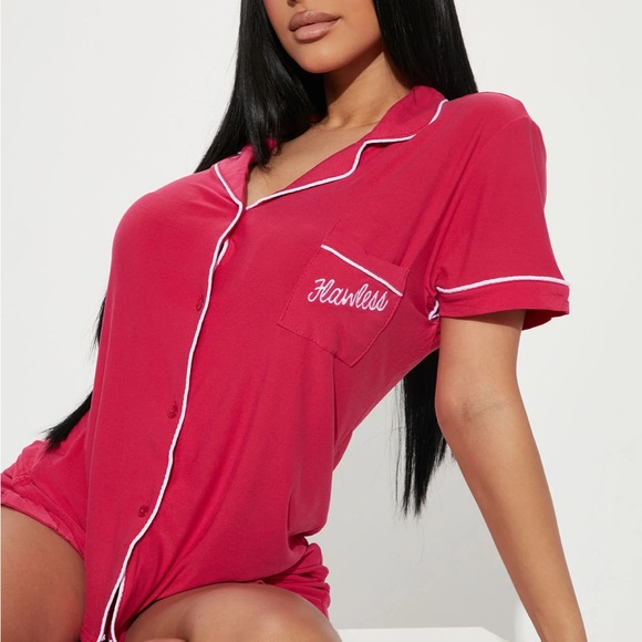 NEW•XL•Mentally Exhausted Sleep• Flawless Lipstick Pink Pajama Set - Picture 7 of 13